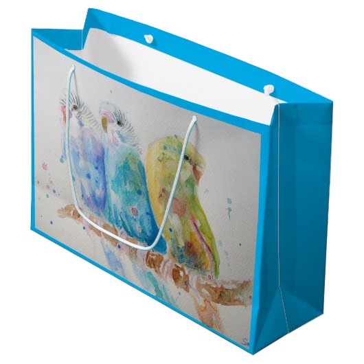 3つのブジースシッティングウォーターカラーブルー抱き枕 ラージペーパーバッグ (正面アングル)
