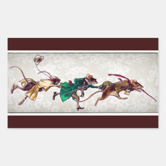 3つのブラインドネズミ 長方形シール (正面)