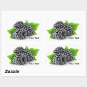 3つのブラックベリー葉と 長方形シール (シート)