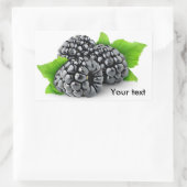 3つのブラックベリー葉と 長方形シール (バッグ)