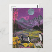 3つのプギンス超現実的な混合メディア ポストカード (正面/裏面)