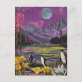 3つのプギンス超現実的な混合メディア ポストカード (正面)