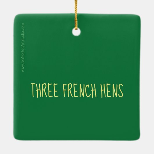 3つのヘフランスのンスのクリスマス装飾 セラミックオーナメント (裏面)