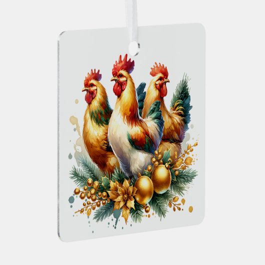 3つのヘフランスのンスパーソナライズされたクリスマス メタルオーナメント (正面右)