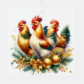 3つのヘフランスのンスパーソナライズされたクリスマス メタルオーナメント (正面)