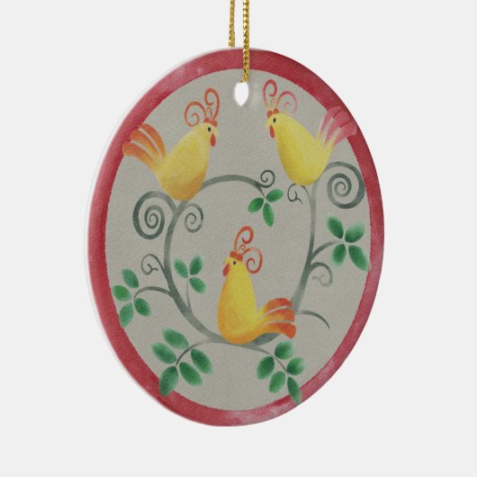 3つのヘフランスのンズクリスマスの装飾 セラミックオーナメント (右)