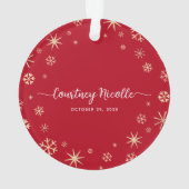 3つのベビー初めてのクリスマスの家族スノーフレーク写真 オーナメント (裏面)