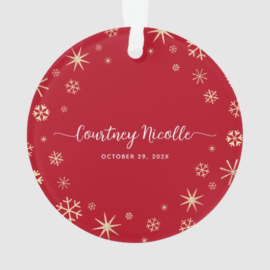 3つのベビー初めてのクリスマスの家族スノーフレーク写真 オーナメント (裏面)