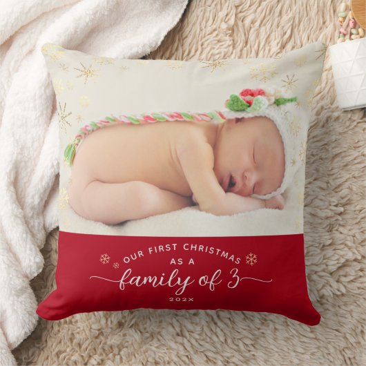 3つのベビー初めてのクリスマスの家族スノーフレーク写真 クッション (ブランケット)