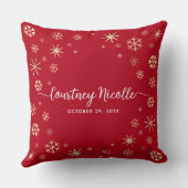 3つのベビー初めてのクリスマスの家族スノーフレーク写真 クッション (裏面)