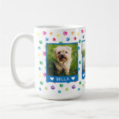 3つのペットの写真の名前ブルーポーカラフルトのプリント コーヒーマグカップ (左)