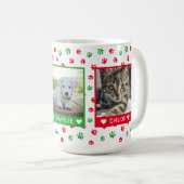 3つのペットの写真名赤い緑の手のプリント コーヒーマグカップ (正面右)