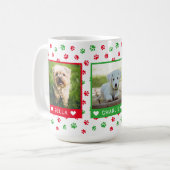 3つのペットの写真名赤い緑の手のプリント コーヒーマグカップ (正面左)