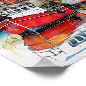 3つのボートで魚釣り港 ポスター (角)