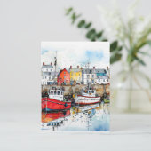 3つのボートで魚釣り港 ポストカード (スタンド正面)