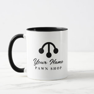 3つのボールポーンショップのロゴコーヒーマグデザイン マグカップ
