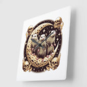 3つのポサムと死んだ月を持つ3つのオポサム月 スクエア壁時計 (傾斜)