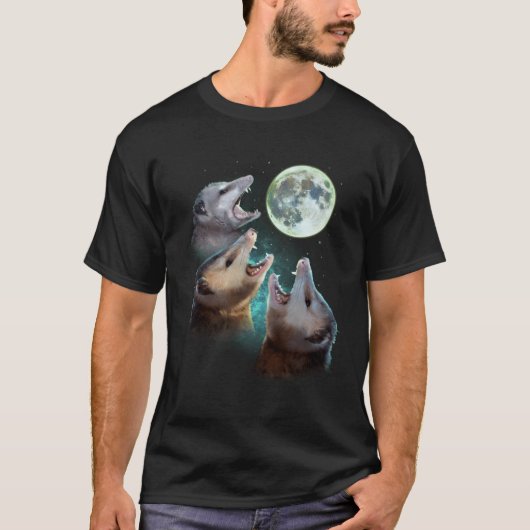 3つのポサムと死んだ月を持つ3つのオポサム月 Tシャツ (正面)