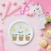 3つのポットドデイジー ペーパープレート (パーティー)