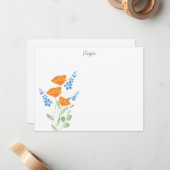 3つのポピー水の色ブーケノートカード ノートカード (正面/裏面インサイチュ)