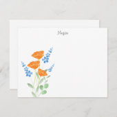 3つのポピー水の色ブーケノートカード ノートカード (正面/裏面)