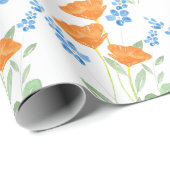 3つのポピー水彩花束パターン ラッピングペーパー (ロールコーナー)