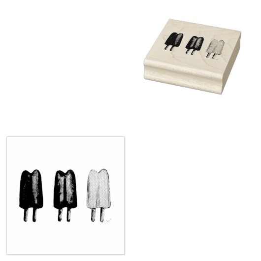 3つのポプシクルツインポップ・アートのポプシクルアイスロリースタンプ ラバースタンプ (押印)