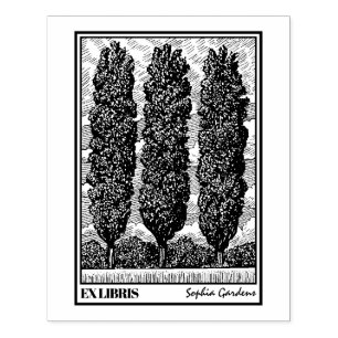 3つのポプラの木Ex Libris ラバースタンプ