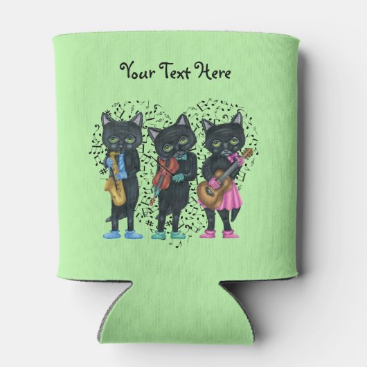 3つのミュージカルブラックキャットブライト服ノートハート 缶クーラー (裏面)