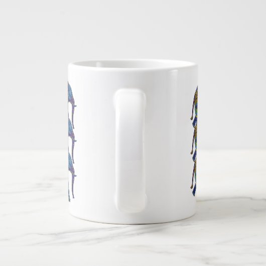 3つのモカラフルザイク象 ジャンボコーヒーマグカップ (裏面)