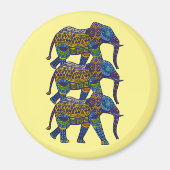 3つのモカラフルザイク象 マグネット (正面)