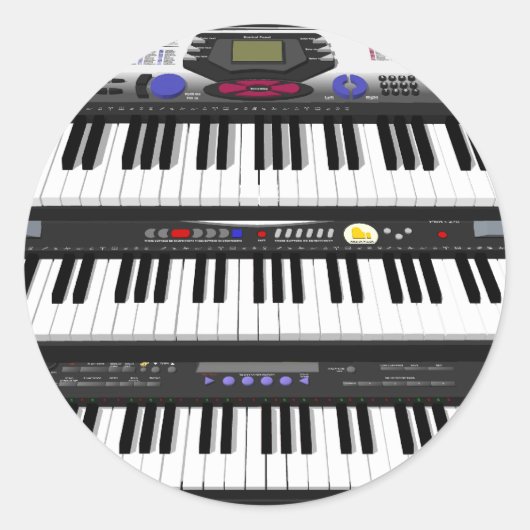 3つのモダンキーボード:シンセサイザー: ラウンドシール (正面)