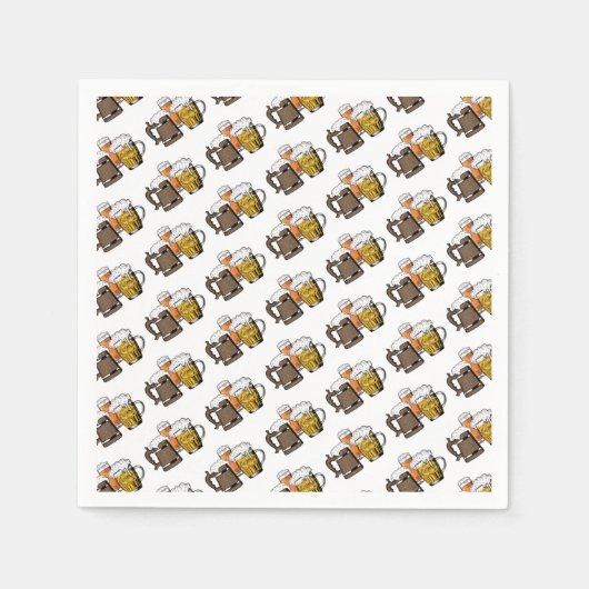 3つのモダン応援ビールおもしろい漫画紙 スタンダードカクテルナプキン (正面)