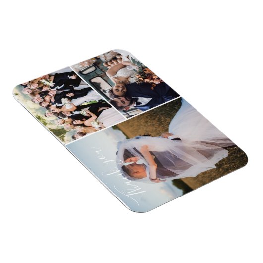 3つのモダン結婚式の日写真ありがとう マグネット (右側)