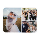 3つのモダン結婚式の日写真ありがとう マグネット (横)