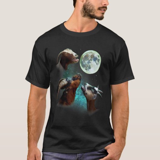 3つのヤギの鳴き声で月3狼の狼おもしろいパロ Tシャツ (正面)