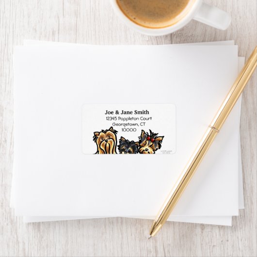 3つのヨークシャーテリアクリーンとシンプル ラベル (インサイチュ)