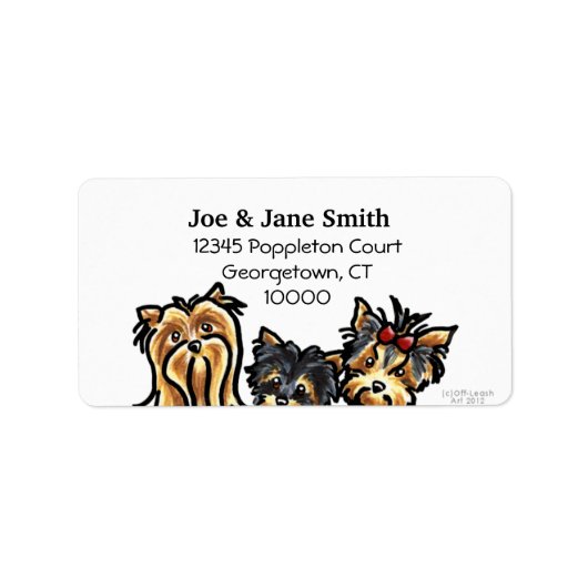 3つのヨークシャーテリアクリーンとシンプル ラベル (正面)