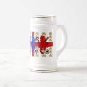 3つのライオンのフットボール選手およびファンのビールのジョッキ ビールジョッキ (正面右)