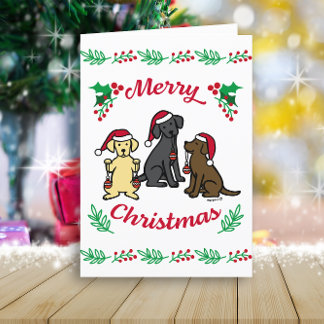 3つのラブラドールとオーナメントクリスマス シーズンカード