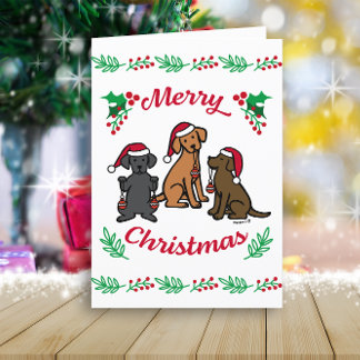 3つのラブラドールとオーナメントクリスマス シーズンカード