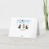 3つのラブラドールと雪だるまクリスマス シーズンカード (裏面)