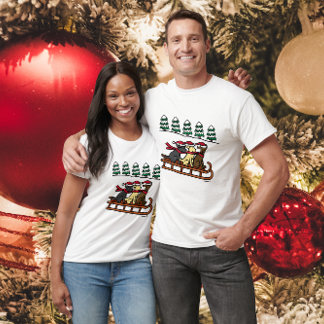 3つのラブラドールズスリング滑りクリスマス Tシャツ