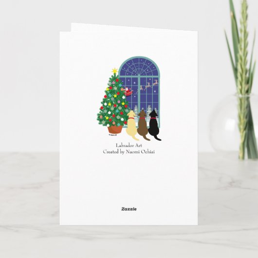 3つのラブラドールマジカルナイトクリスマス シーズンカード (裏面)