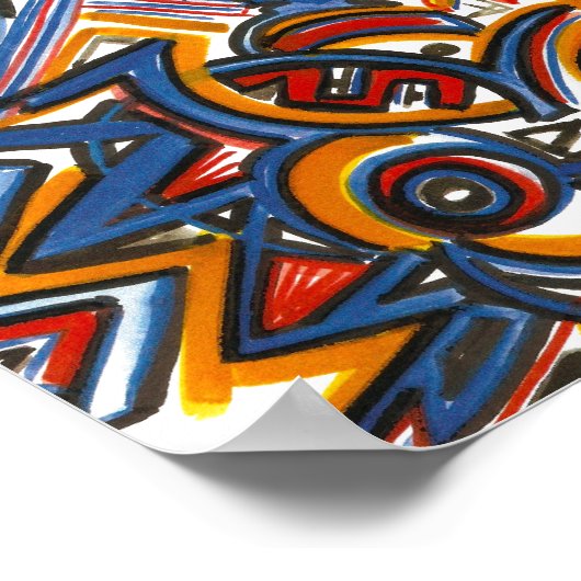 3つのリングや輪サーカス – 抽象芸術アートハンド色彩の鮮やか ポスター (角)