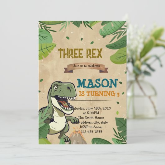 3つのレックスの誕生日の招待状 招待状 (スタンド正面)