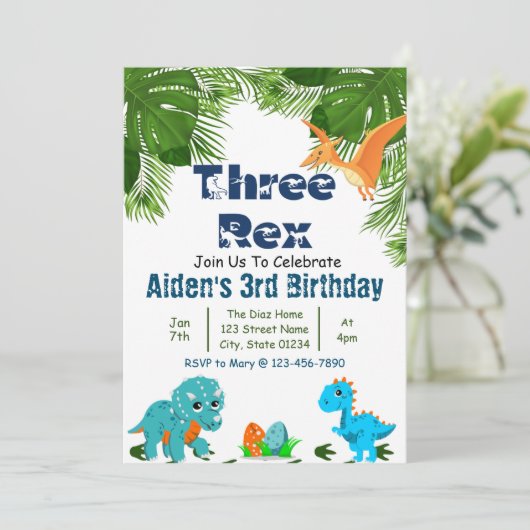 3つのレックスディーノバースデーパーティー 招待状 (スタンド正面)