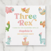 3つのレックス恐竜の第3の誕生日パーティー フェイバータグ (裏面)