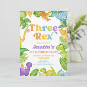 3つのレックス恐竜の第3の誕生日パーティー 招待状 (スタンド正面)