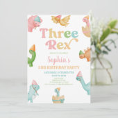 3つのレックス恐竜の第3の誕生日パーティー 招待状 (スタンド正面)